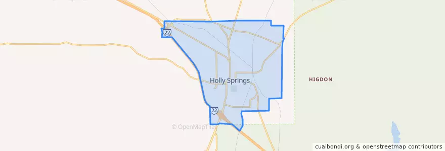 Mapa de ubicacion de Holly Springs.