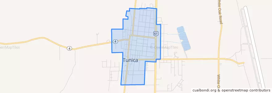 Mapa de ubicacion de Tunica.