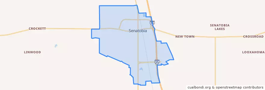 Mapa de ubicacion de Senatobia.