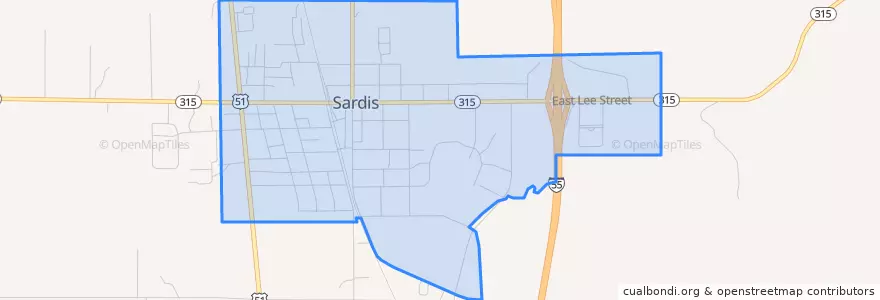 Mapa de ubicacion de Sardis.