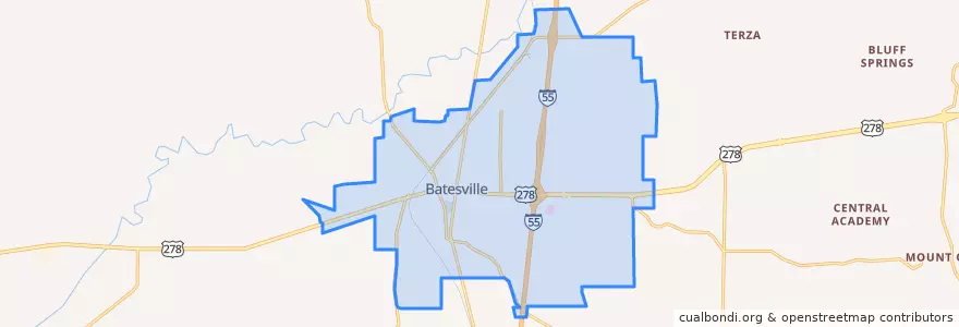 Mapa de ubicacion de Batesville.