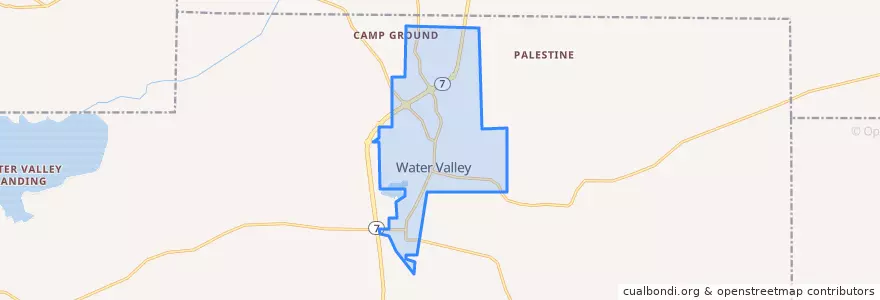 Mapa de ubicacion de Water Valley.