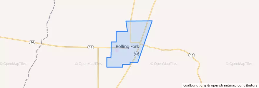 Mapa de ubicacion de Rolling Fork.