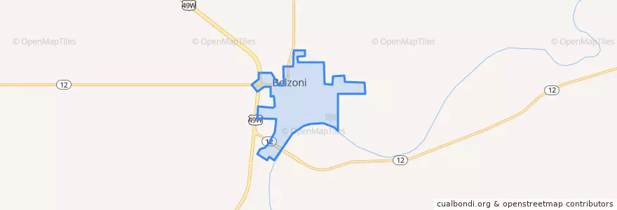 Mapa de ubicacion de Belzoni.