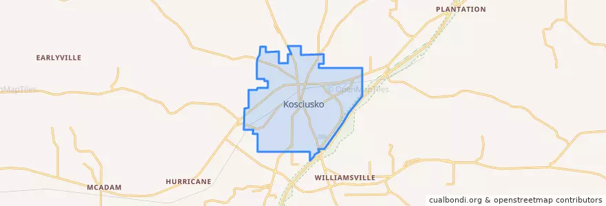 Mapa de ubicacion de Kosciusko.