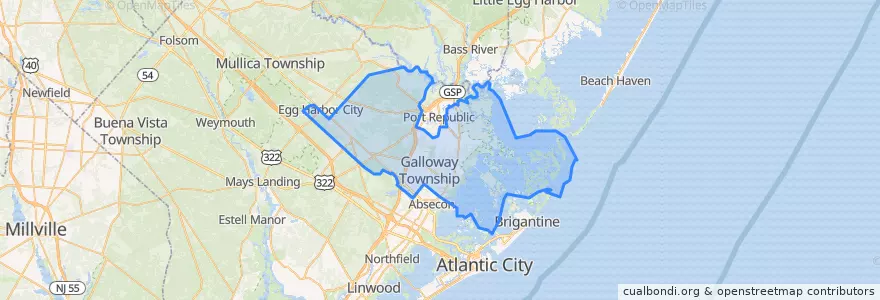 Mapa de ubicacion de Galloway Township.