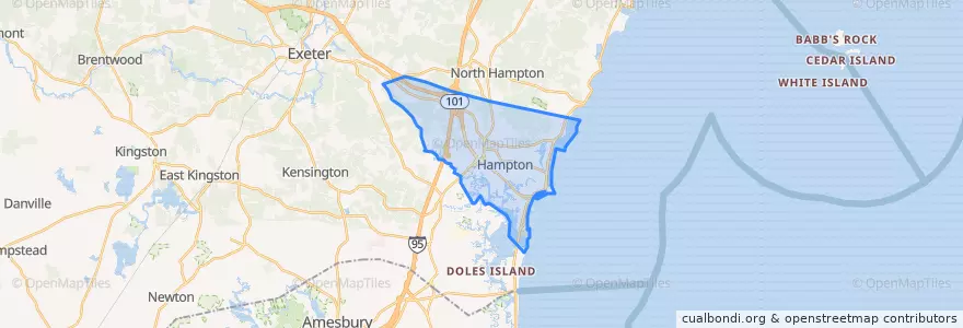 Mapa de ubicacion de Hampton.