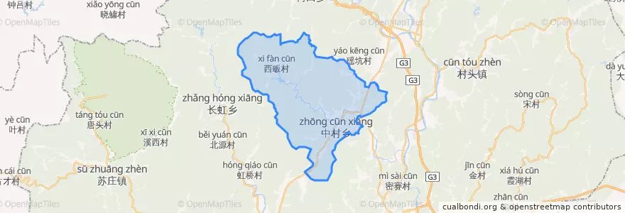 Mapa de ubicacion de 中村乡.