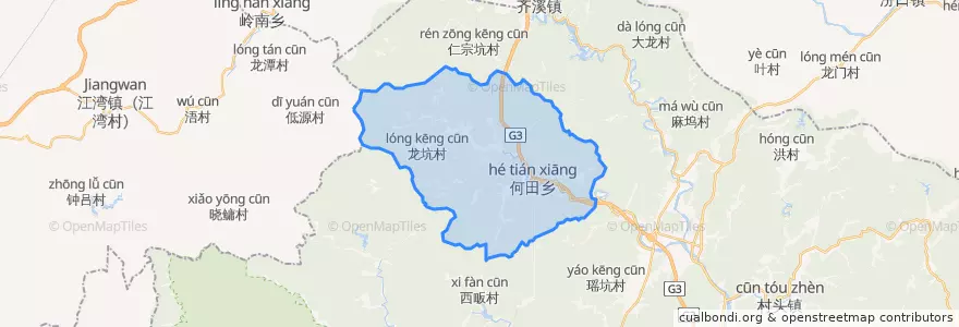 Mapa de ubicacion de 何田乡.