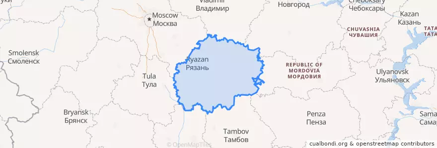 Mapa de ubicacion de ريازان أوبلاست.