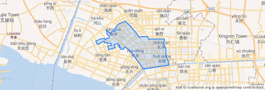 Mapa de ubicacion de 唐闸镇街道.