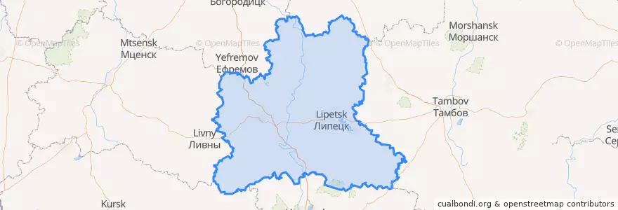 Mapa de ubicacion de Oblast de Lipetsk.