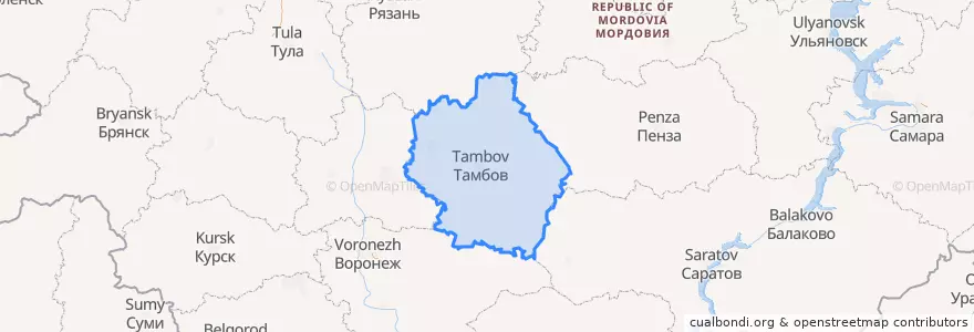 Mapa de ubicacion de タンボフ州.