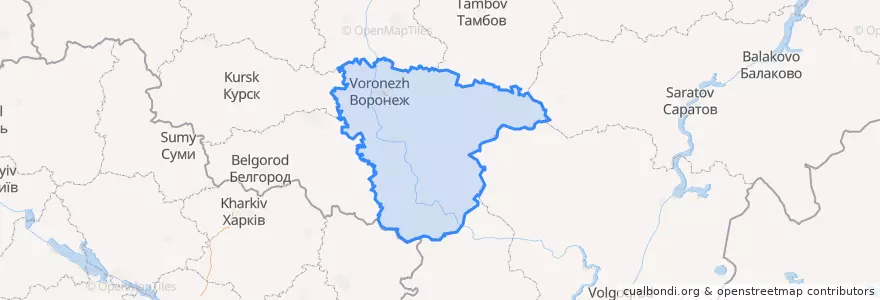 Mapa de ubicacion de Voronej Oblastı.
