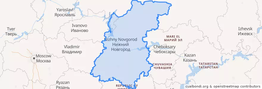 Mapa de ubicacion de 下诺夫哥罗德州.