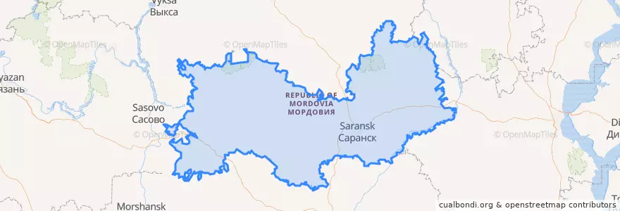 Mapa de ubicacion de Mordovia.