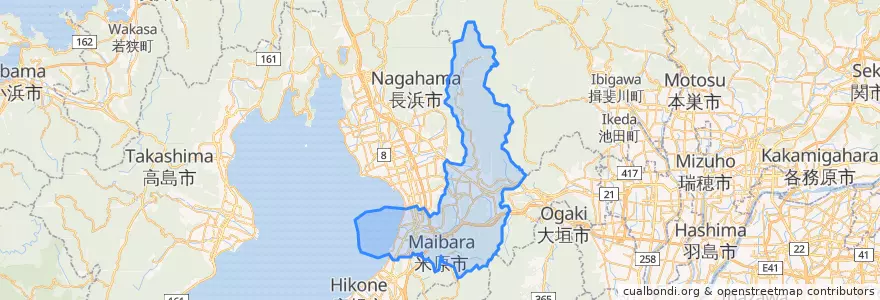 Mapa de ubicacion de 米原市.