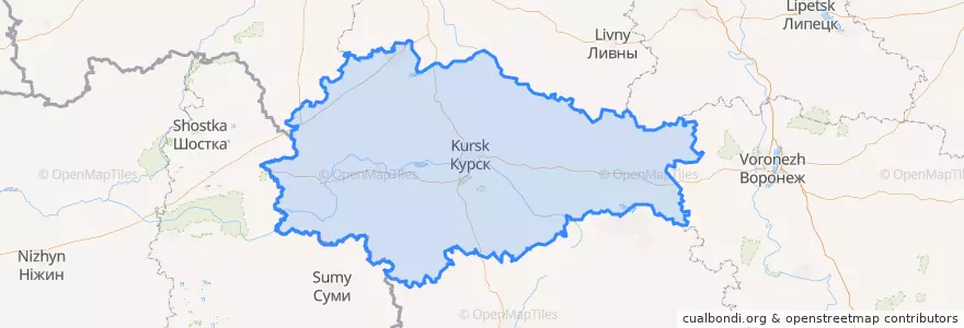 Mapa de ubicacion de Oblast Koersk.
