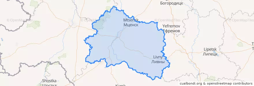 Mapa de ubicacion de Oblast' di Orël.