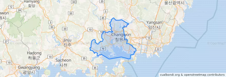 Mapa de ubicacion de 창원시.