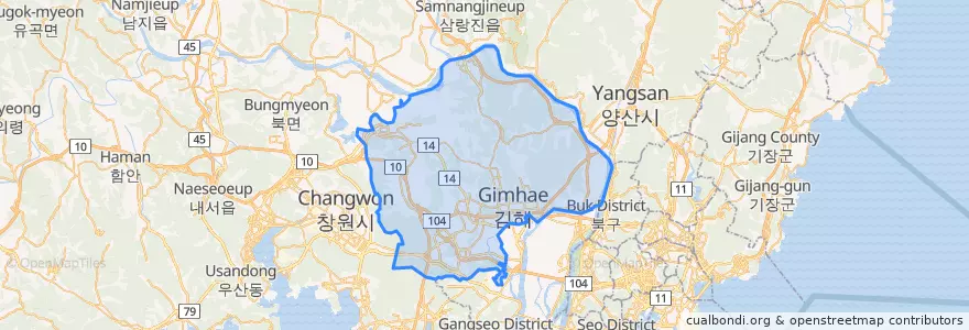 Mapa de ubicacion de Gimhae-si.