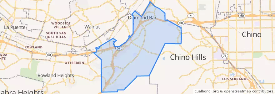 Mapa de ubicacion de Diamond Bar.