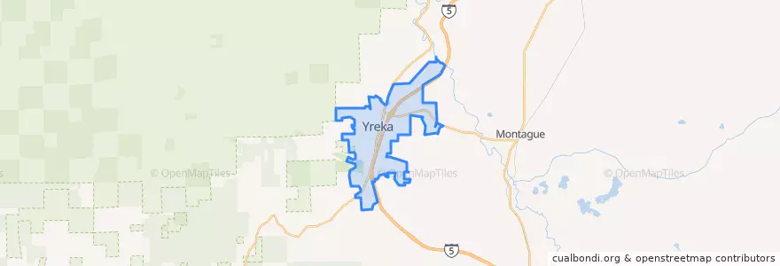 Mapa de ubicacion de Yreka.