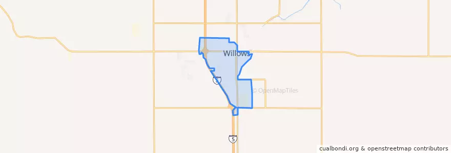 Mapa de ubicacion de Willows.