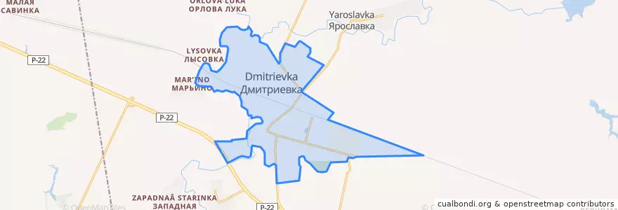 Mapa de ubicacion de Дмитриевский поссовет.