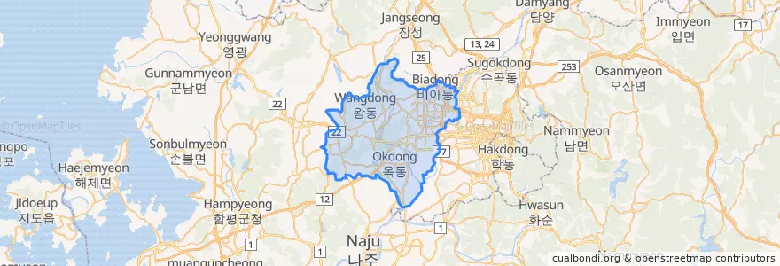 Mapa de ubicacion de 광산구.