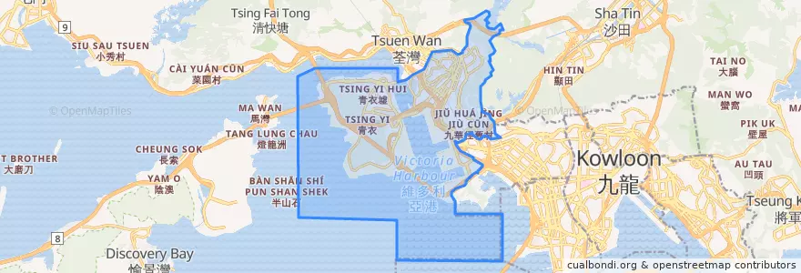 Mapa de ubicacion de 葵青區 Kwai Tsing District.