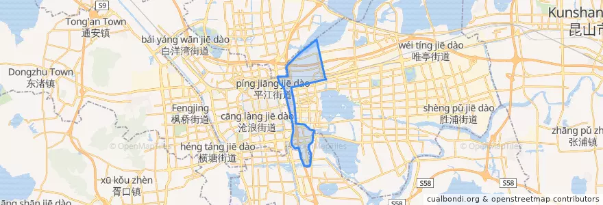 Mapa de ubicacion de 娄葑街道.
