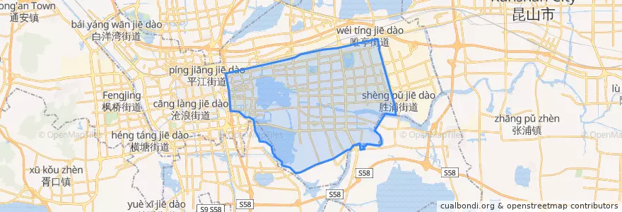 Mapa de ubicacion de 苏州工业园区直属镇.