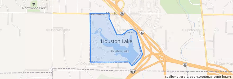 Mapa de ubicacion de Houston Lake.