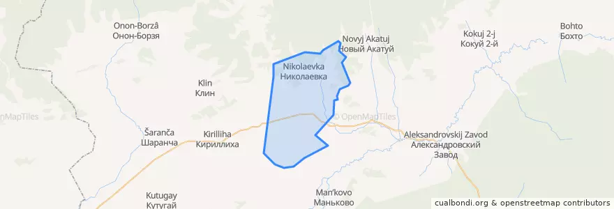Mapa de ubicacion de Николаевское сельское поселение.