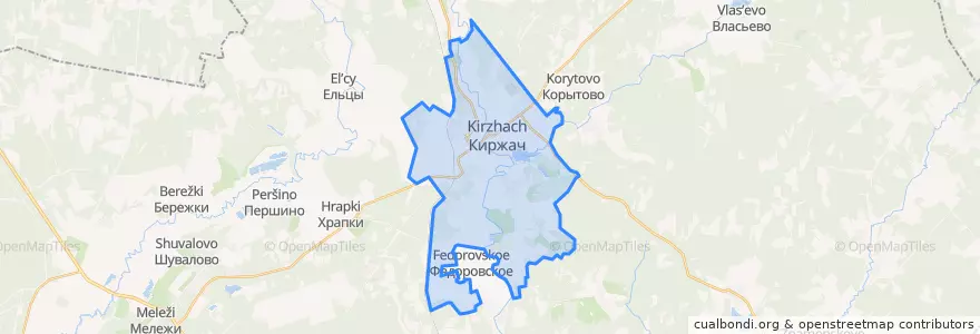 Mapa de ubicacion de городское поселение Киржач.