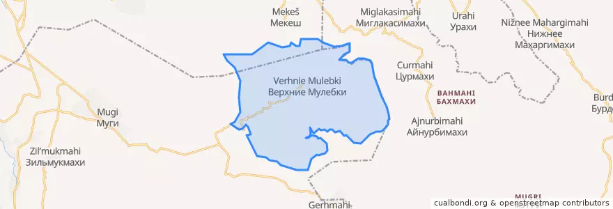 Mapa de ubicacion de сельское поселение Село Верхние Мулебки.
