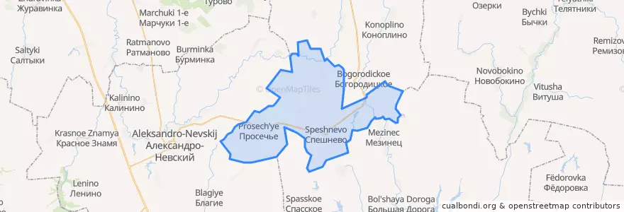 Mapa de ubicacion de Просеченское сельское поселение.