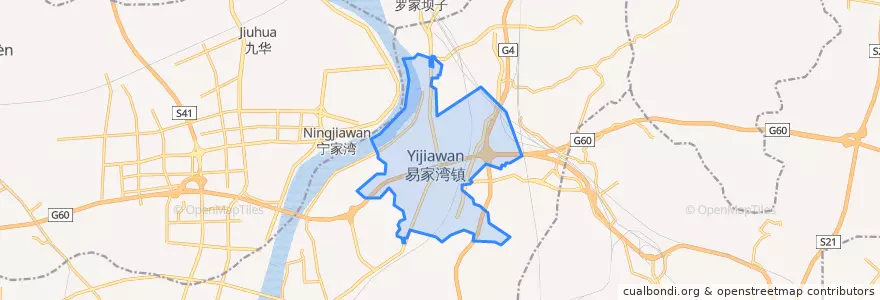 Mapa de ubicacion de 易家湾镇.
