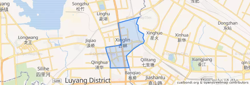 Mapa de ubicacion de 杏林街道.