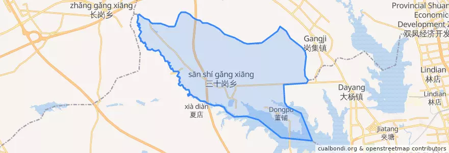 Mapa de ubicacion de Sanshigang Township.