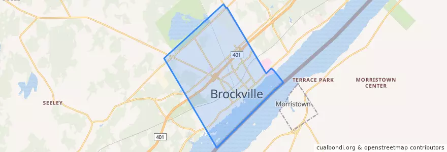 Mapa de ubicacion de Brockville.