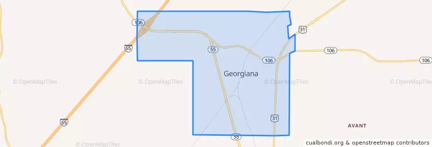 Mapa de ubicacion de Georgiana.