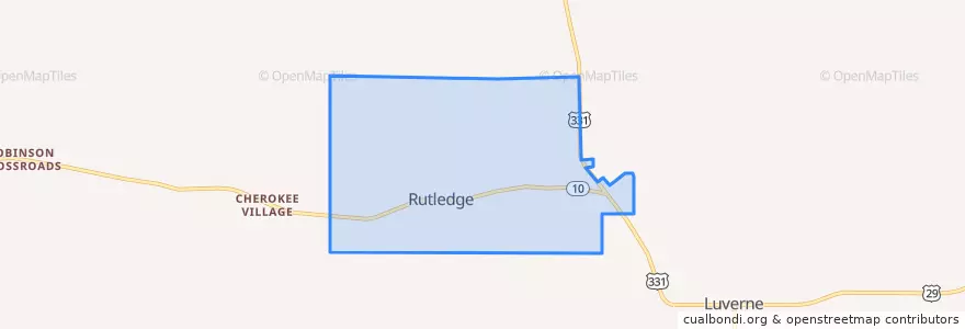 Mapa de ubicacion de Rutledge.