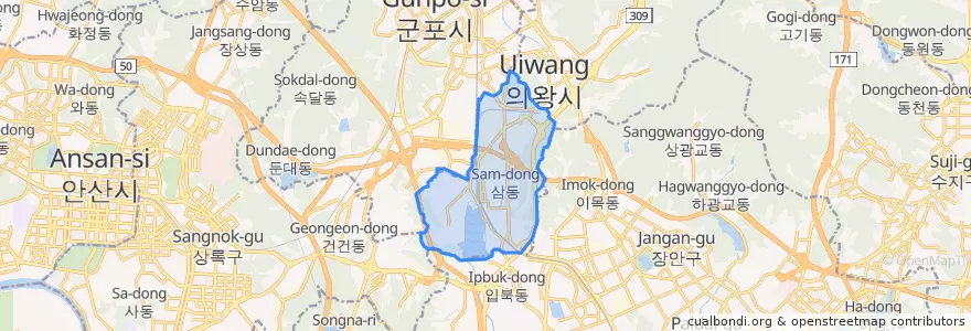 Mapa de ubicacion de 부곡동.