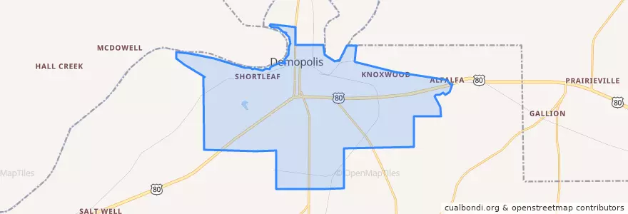 Mapa de ubicacion de Demopolis.