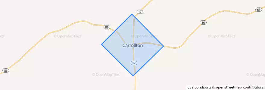 Mapa de ubicacion de Carrollton.