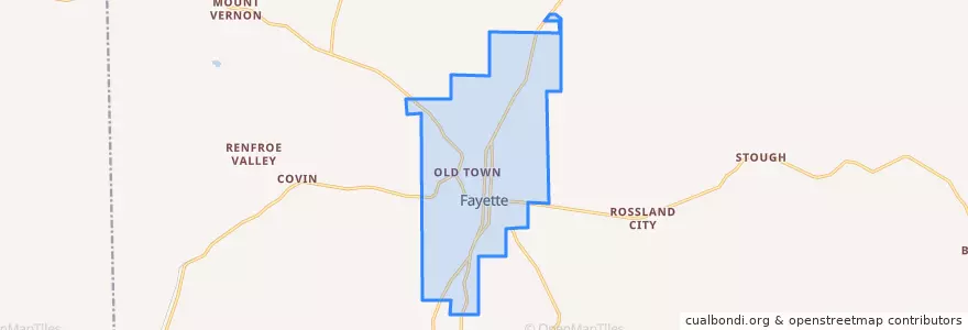 Mapa de ubicacion de Fayette.