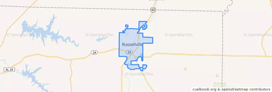 Mapa de ubicacion de Russellville.