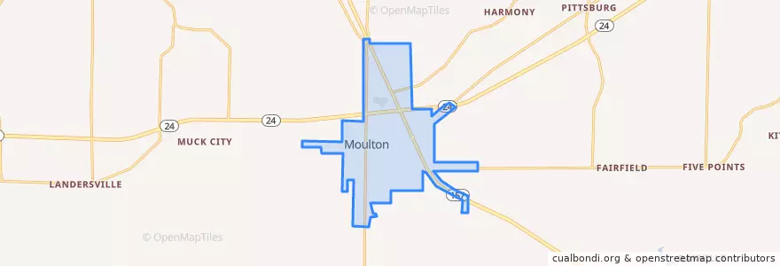 Mapa de ubicacion de Moulton.